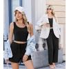 Ekouaer Women’s 3 Piece Lounge Set Ribbed Soft Pajama Set – Crop Top, Shorts & Pants Vacation Outfits With Pokcet(Black)