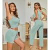 Ekouaer Women’s 3 Piece Lounge Set Ribbed Soft Pajama Set – Crop Top, Shorts & Pants Vacation Outfits With Pokcet(Ice Cream Green)