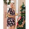 Ekouaer Womens Christmas Pajamas Silk Satin Sleepwear Holiday Matching Pjs Funny Short Sleeve Button Down Nightwear Set S-XXL(Christmas Black Santa)
