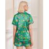 Ekouaer Womens Christmas Pajamas Silk Satin Sleepwear Holiday Matching Pjs Funny Short Sleeve Button Down Nightwear Set S-XXL(Christmas Green Elf)