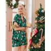Ekouaer Womens Christmas Pajamas Silk Satin Sleepwear Holiday Matching Pjs Funny Short Sleeve Button Down Nightwear Set S-XXL(Christmas Green Snowman)
