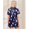 Ekouaer Womens Christmas Pajamas Silk Satin Sleepwear Holiday Matching Pjs Funny Short Sleeve Button Down Nightwear Set S-XXL(Christmas Navy Snowman)