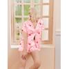 Ekouaer Womens Christmas Pajamas Silk Satin Sleepwear Holiday Matching Pjs Funny Short Sleeve Button Down Nightwear Set S-XXL(Christmas Pink Candy)