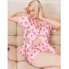 Ekouaer Womens Christmas Pajamas Silk Satin Sleepwear Holiday Matching Pjs Funny Short Sleeve Button Down Nightwear Set S-XXL(Christmas Pink Gingerbread Man)