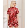 Ekouaer Womens Christmas Pajamas Silk Satin Sleepwear Holiday Matching Pjs Funny Short Sleeve Button Down Nightwear Set S-XXL(Christmas Red)