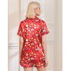 Ekouaer Womens Christmas Pajamas Silk Satin Sleepwear Holiday Matching Pjs Funny Short Sleeve Button Down Nightwear Set S-XXL(Christmas Red Food)