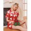 Ekouaer Womens Christmas Pajamas Silk Satin Sleepwear Holiday Matching Pjs Funny Short Sleeve Button Down Nightwear Set S-XXL(Christmas Red Santa)