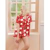 Ekouaer Womens Christmas Pajamas Silk Satin Sleepwear Holiday Matching Pjs Funny Short Sleeve Button Down Nightwear Set S-XXL(Christmas Red Santa)