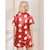 Ekouaer Womens Christmas Pajamas Silk Satin Sleepwear Holiday Matching Pjs Funny Short Sleeve Button Down Nightwear Set S-XXL(Christmas Red Santa)
