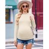 Ekouaer Womens Maternity Shirts Boat Neck 3 Packs Pregnancy Tops Long Sleeve Tunic Tees Casual Blouse New Mama Clothes S-XXL(Black/Beige/Brown)