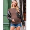 Ekouaer Womens Maternity Shirts Boat Neck 3 Packs Pregnancy Tops Long Sleeve Tunic Tees Casual Blouse New Mama Clothes S-XXL(Black/Beige/Brown)