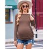 Ekouaer Womens Maternity Shirts Boat Neck 3 Packs Pregnancy Tops Long Sleeve Tunic Tees Casual Blouse New Mama Clothes S-XXL(Black/Brown/White)