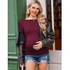 Ekouaer Womens Maternity Shirts Boat Neck 3 Packs Pregnancy Tops Long Sleeve Tunic Tees Casual Blouse New Mama Clothes S-XXL(Black/Dark Red/Army Green)