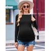 Ekouaer Womens Maternity Shirts Boat Neck 3 Packs Pregnancy Tops Long Sleeve Tunic Tees Casual Blouse New Mama Clothes S-XXL(Black/Dark Red/Army Green)