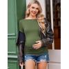 Ekouaer Womens Maternity Shirts Boat Neck 3 Packs Pregnancy Tops Long Sleeve Tunic Tees Casual Blouse New Mama Clothes S-XXL(Black/Dirty Pink/Army Green)
