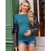 Ekouaer Womens Maternity Shirts Boat Neck 3 Packs Pregnancy Tops Long Sleeve Tunic Tees Casual Blouse New Mama Clothes S-XXL(Black/Lake Green/Blue Green)