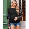 Ekouaer Womens Maternity Shirts Boat Neck 3 Packs Pregnancy Tops Long Sleeve Tunic Tees Casual Blouse New Mama Clothes S-XXL(Black/White/Light Grey)
