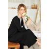 Ekouaer Womens Nightgown Long Loungewear V Neck Nightshirt Sleepwear Full Length Sleepshirt with Pockets(Black)