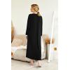 Ekouaer Womens Nightgown Long Loungewear V Neck Nightshirt Sleepwear Full Length Sleepshirt with Pockets(Black)