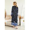 Ekouaer Womens Nightgown Long Loungewear V Neck Nightshirt Sleepwear Full Length Sleepshirt with Pockets(Black Blue Floral)