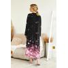 Ekouaer Womens Nightgown Long Loungewear V Neck Nightshirt Sleepwear Full Length Sleepshirt with Pockets(Black Pink Flower)