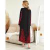 Ekouaer Womens Nightgown Long Loungewear V Neck Nightshirt Sleepwear Full Length Sleepshirt with Pockets(Black Red Flower)