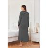 Ekouaer Womens Nightgown Long Loungewear V Neck Nightshirt Sleepwear Full Length Sleepshirt with Pockets(Black Stripe)