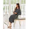 Ekouaer Womens Nightgown Long Loungewear V Neck Nightshirt Sleepwear Full Length Sleepshirt with Pockets(Black Stripe)