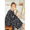 Ekouaer Womens Nightgown Long Loungewear V Neck Nightshirt Sleepwear Full Length Sleepshirt with Pockets(Black White Floral)