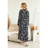 Ekouaer Womens Nightgown Long Loungewear V Neck Nightshirt Sleepwear Full Length Sleepshirt with Pockets(Black White Floral)