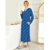 Ekouaer Womens Nightgown Long Loungewear V Neck Nightshirt Sleepwear Full Length Sleepshirt with Pockets(Blue Star)
