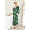 Ekouaer Womens Nightgown Long Loungewear V Neck Nightshirt Sleepwear Full Length Sleepshirt with Pockets(Christmas Green)