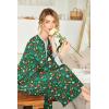 Ekouaer Womens Nightgown Long Loungewear V Neck Nightshirt Sleepwear Full Length Sleepshirt with Pockets(Christmas Green)