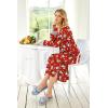 Ekouaer Womens Nightgown Long Loungewear V Neck Nightshirt Sleepwear Full Length Sleepshirt with Pockets(Christmas Red With Santa)