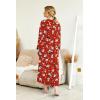 Ekouaer Womens Nightgown Long Loungewear V Neck Nightshirt Sleepwear Full Length Sleepshirt with Pockets(Christmas Red With Santa)