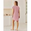 Ekouaer Womens Nightgowns Short Sleeve Sleepshirt V Neck Top Shirt Dress Soft Nightshirts Loose Loungewear S-3XL(Light Pink)
