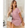 Ekouaer Womens Nightgowns Short Sleeve Sleepshirt V Neck Top Shirt Dress Soft Nightshirts Loose Loungewear S-3XL(Light Pink)