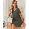 Ekouaer Womens Nightgowns Short Sleeve Sleepshirt V Neck Top Shirt Dress Soft Nightshirts Loose Loungewear S-3XL(Tea Gray)