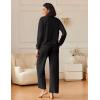 Ekouaer Womens Pajama Sets Fuzzy Fleece Long Sleeve Sleepwear Comfy Pjs 2 Piece Lounge Set Nightwear with Poeckts S-XXL(Black)