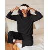 Ekouaer Womens Pajama Sets Fuzzy Fleece Long Sleeve Sleepwear Comfy Pjs 2 Piece Lounge Set Nightwear with Poeckts S-XXL(Black)