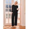 Ekouaer Womens Pajama Sets Fuzzy Fleece Long Sleeve Sleepwear Comfy Pjs 2 Piece Lounge Set Nightwear with Poeckts S-XXL(Black)