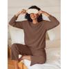 Ekouaer Womens Pajama Sets Fuzzy Fleece Long Sleeve Sleepwear Comfy Pjs 2 Piece Lounge Set Nightwear with Poeckts S-XXL(Brown)