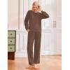 Ekouaer Womens Pajama Sets Fuzzy Fleece Long Sleeve Sleepwear Comfy Pjs 2 Piece Lounge Set Nightwear with Poeckts S-XXL(Brown)
