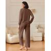 Ekouaer Womens Pajama Sets Fuzzy Fleece Long Sleeve Sleepwear Comfy Pjs 2 Piece Lounge Set Nightwear with Poeckts S-XXL(Brown)