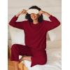 Ekouaer Womens Pajama Sets Fuzzy Fleece Long Sleeve Sleepwear Comfy Pjs 2 Piece Lounge Set Nightwear with Poeckts S-XXL(Burgundy)