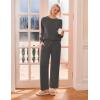 Ekouaer Womens Pajama Sets Fuzzy Fleece Long Sleeve Sleepwear Comfy Pjs 2 Piece Lounge Set Nightwear with Poeckts S-XXL(Dark Gray)