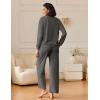 Ekouaer Womens Pajama Sets Fuzzy Fleece Long Sleeve Sleepwear Comfy Pjs 2 Piece Lounge Set Nightwear with Poeckts S-XXL(Dark Gray)
