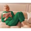 Ekouaer Womens Pajama Sets Fuzzy Fleece Long Sleeve Sleepwear Comfy Pjs 2 Piece Lounge Set Nightwear with Poeckts S-XXL(Dark Green)