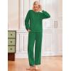 Ekouaer Womens Pajama Sets Fuzzy Fleece Long Sleeve Sleepwear Comfy Pjs 2 Piece Lounge Set Nightwear with Poeckts S-XXL(Dark Green)