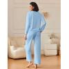 Ekouaer Womens Pajama Sets Fuzzy Fleece Long Sleeve Sleepwear Comfy Pjs 2 Piece Lounge Set Nightwear with Poeckts S-XXL(Light Blue)